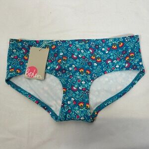 Boden Bikini Swim Bottoms Teal Blue Floral Boho Print New Size 4 British Suit